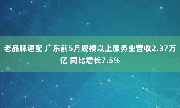 老品牌速配 广东前5月规模以上服务业营收2.37万亿 同比增长7.5%