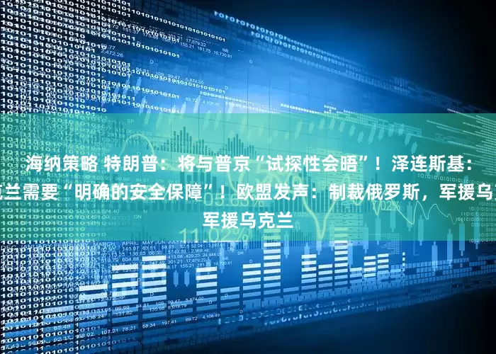 海纳策略 特朗普：将与普京“试探性会晤”！泽连斯基：乌克兰需要“明确的安全保障”！欧盟发声：制裁俄罗斯，军援乌克兰